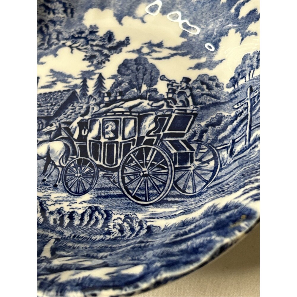 Vintage Myott Staffordshire England Royal Mail Blue Berry Dessert Bowls Lot Of 2 - Picture 2 of 11